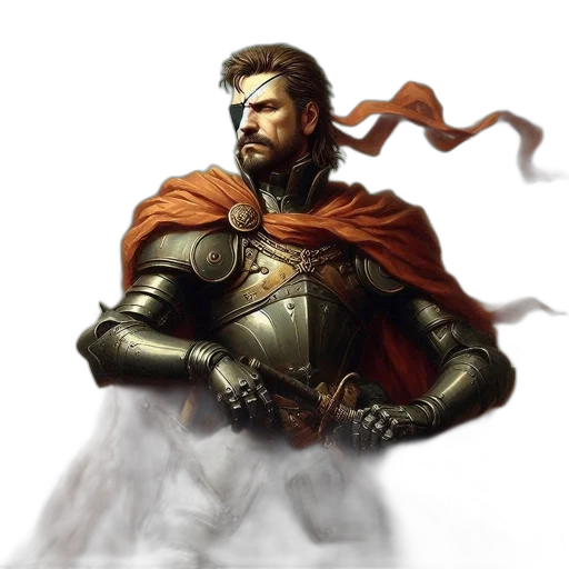 sword, fantasy art, concept art, comic book art, photorealistic, earth tones, red, man transparent PNG cut-out