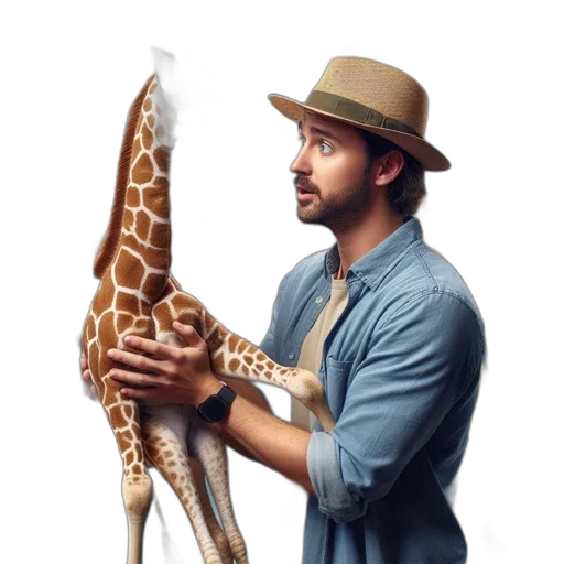 animal, hat, staff, photorealistic, concept art, watercolor, fantasy art, inside transparent PNG cut-out