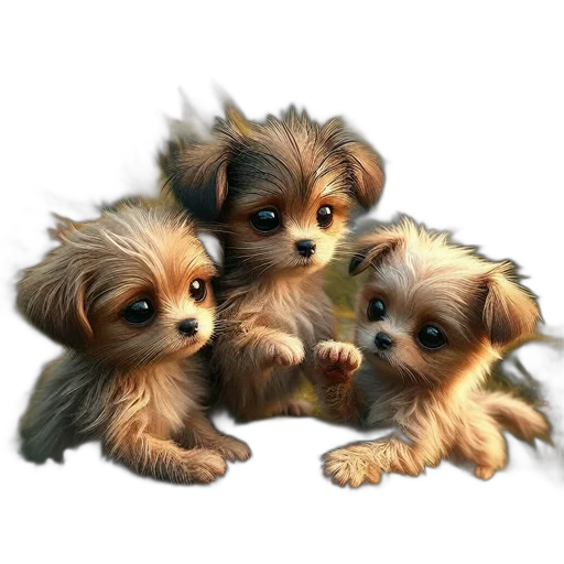 animal, photorealistic, 3d render, oil painting, concept art, three, cute, puppies transparent PNG cut-out