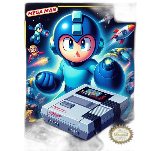 robot, concept art, blue, mega, man, game, promotional, poster transparent PNG cut-out