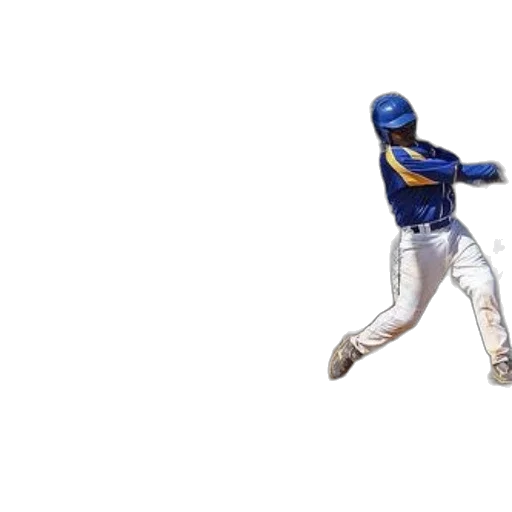 3d render, baseball, player, blue, uniform, swings, pitch, while transparent PNG cut-out