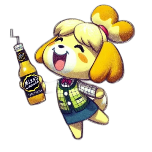 bottle, jacket, staff, animal, pixel art, concept art, cartoon, 3d render transparent PNG cut-out