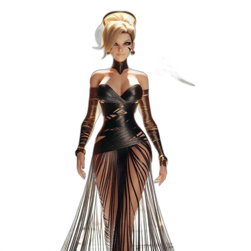 dress, concept art, fantasy art, 3d render, cyberpunk, earth tones, golden, dark transparent PNG cut-out