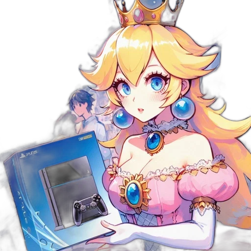 crown, robot, dress, jewelry, pixel art, concept art, vaporwave, anime transparent PNG cut-out
