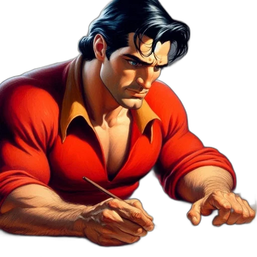 comic book art, concept art, photorealistic, fantasy art, red, muscular, man, dark transparent PNG cut-out