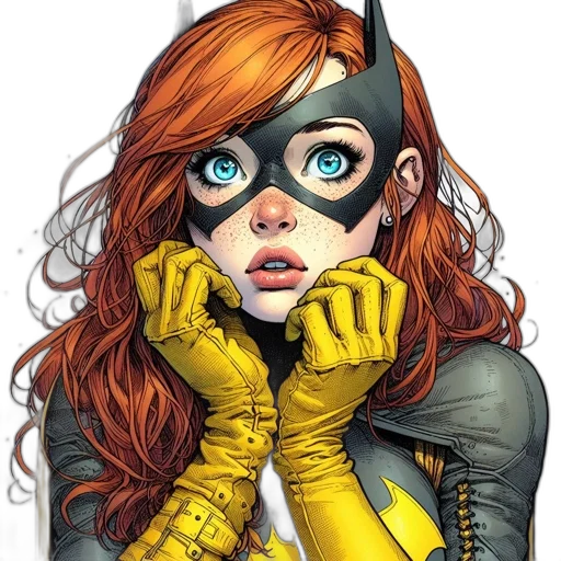 mask, comic book art, concept art, fantasy art, cartoon, golden, female, character transparent PNG cut-out