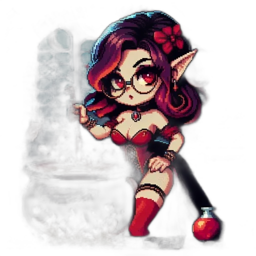 staff, pixel art, fantasy art, concept art, comic book art, red, pixelated, character transparent PNG cut-out