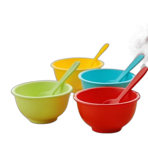 food, colorful, neon, pastel, blue, set, four, plastic transparent PNG cut-out