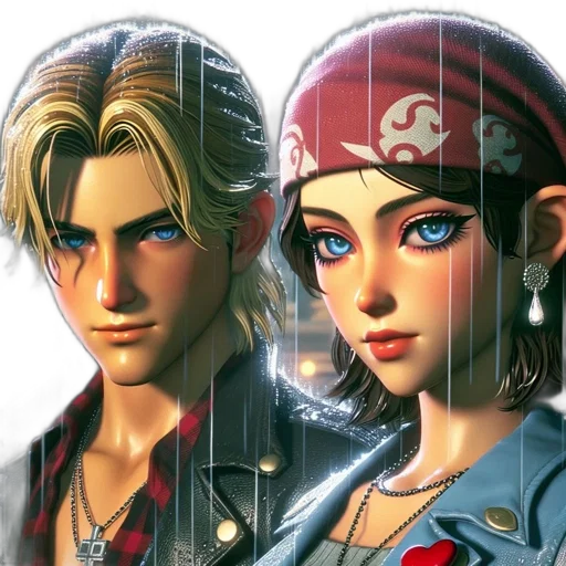 comic book art, concept art, fantasy art, photorealistic, red, two, animated, characters transparent PNG cut-out