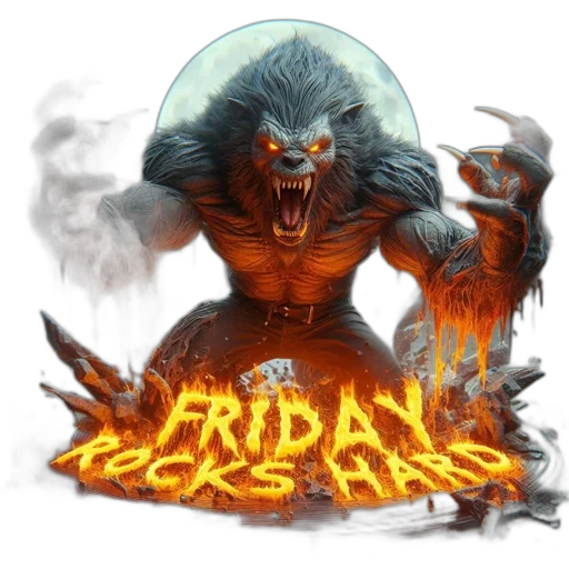 fantasy art, concept art, pixel art, 3d render, fire, menacing, werewolf-like, creature transparent PNG cut-out