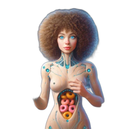 robot, dress, jewelry, creature, concept art, fantasy art, 3d render, pixel art transparent PNG cut-out