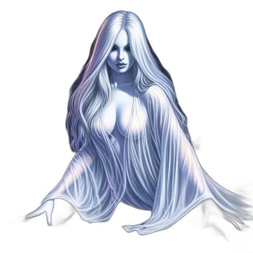 dress, creature, hair, concept art, fantasy art, pixel art, comic book art, blue transparent PNG cut-out