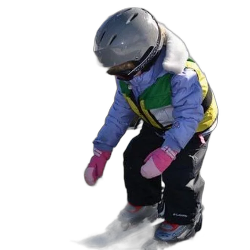 child, helmet, ski, gear, standing, snowy, surface transparent PNG cut-out