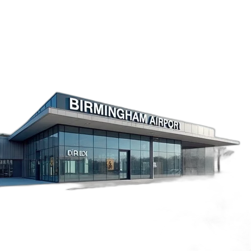 3d render, first, image, shows, exterior, birmingham, airport, clear transparent PNG cut-out