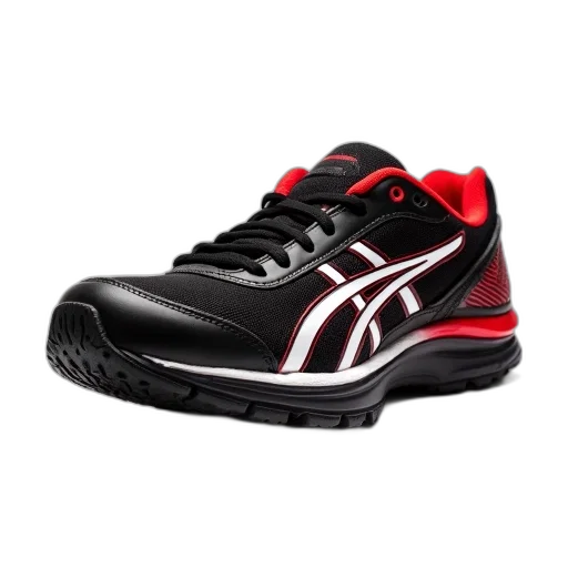 shoes, close-up, image, single, black, red, running, shoe transparent PNG cut-out