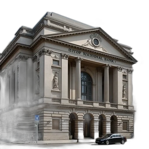 building, car, 3d render, photorealistic, concept art, fog, city street, library transparent PNG cut-out