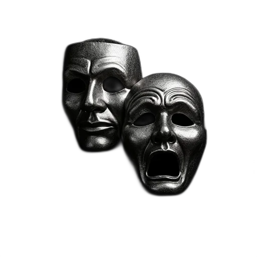 mask, face, jewelry, concept art, 3d render, photorealistic, comedy, tragedy transparent PNG cut-out