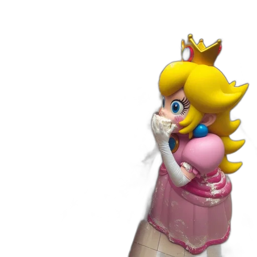 crown, dress, staff, weapon, 3d render, concept art, vaporwave, pixel art transparent PNG cut-out