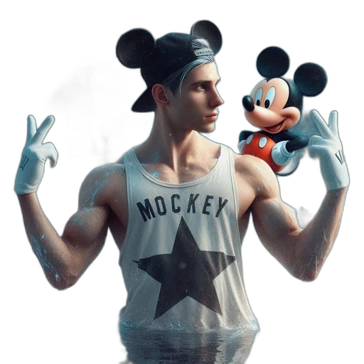 concept art, 3d render, photorealistic, cartoon, man, wearing, tank, top transparent PNG cut-out