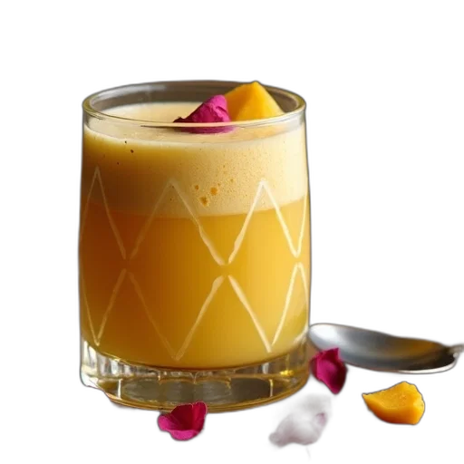 food, glass, filled, yellow, frothy, beverage, sits, wooden transparent PNG cut-out