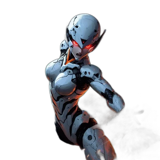 robot, mask, creature, concept art, comic book art, 3d render, cyberpunk, blue transparent PNG cut-out