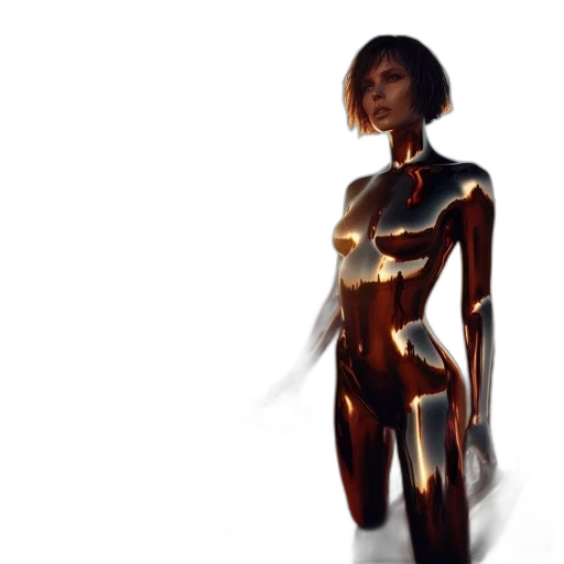 robot, dress, concept art, 3d render, cyberpunk, comic book art, outer space, neon lights transparent PNG cut-out
