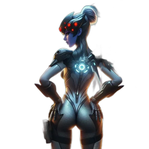 robot, mask, staff, face, concept art, cyberpunk, fantasy art, 3d render transparent PNG cut-out