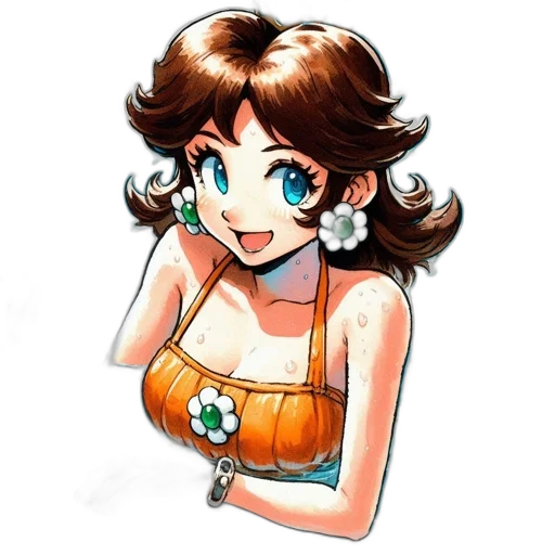 dress, jewelry, staff, crown, cartoon, pixel art, anime, concept art transparent PNG cut-out