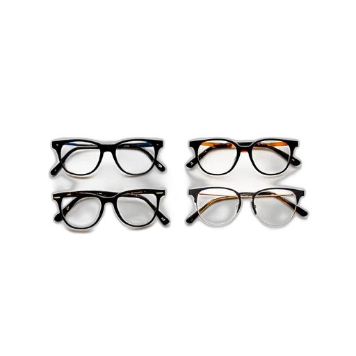 monochrome, collection, four, different, eyeglasses, displayed, against, white transparent PNG cut-out