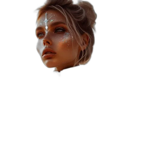 face, mask, crown, hair, photorealistic, fantasy art, concept art, oil painting transparent PNG cut-out