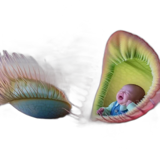 flower, hair, hat, creature, 3d render, photorealistic, concept art, pastel transparent PNG cut-out