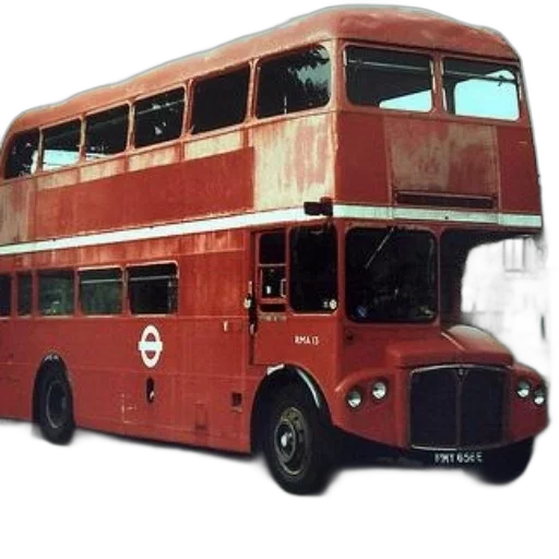 car, 3d render, photorealistic, concept art, old, red, double-decker, bus transparent PNG cut-out