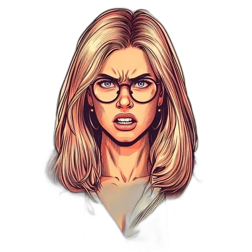 face, staff, cartoon, comic book art, pixel art, concept art, woman, blond transparent PNG cut-out