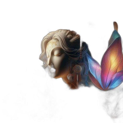mask, crown, face, flower, fantasy art, concept art, photorealistic, watercolor transparent PNG cut-out