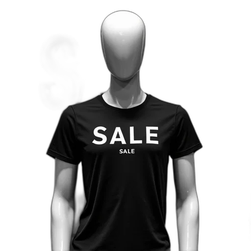 3d render, black, white, image, mannequin, wearing, t-shirt, word transparent PNG cut-out
