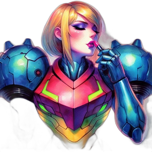 robot, cyberpunk, concept art, vaporwave, comic book art, neon lights, neon, colorful transparent PNG cut-out