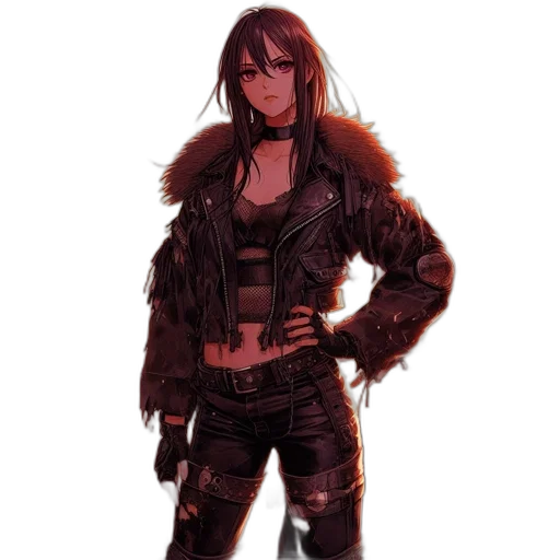 jacket, weapon, animal, concept art, cyberpunk, fantasy art, comic book art, dark transparent PNG cut-out
