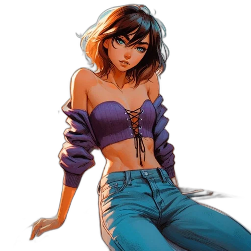 jacket, comic book art, concept art, anime, fantasy art, neon lights, blue, colorful transparent PNG cut-out