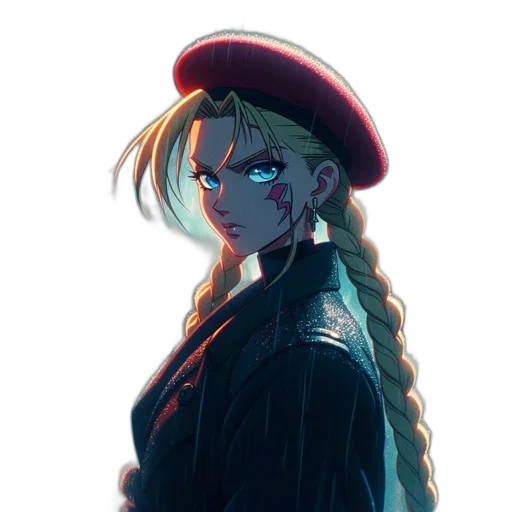 hat, jacket, staff, crown, anime, concept art, cyberpunk, cartoon transparent PNG cut-out