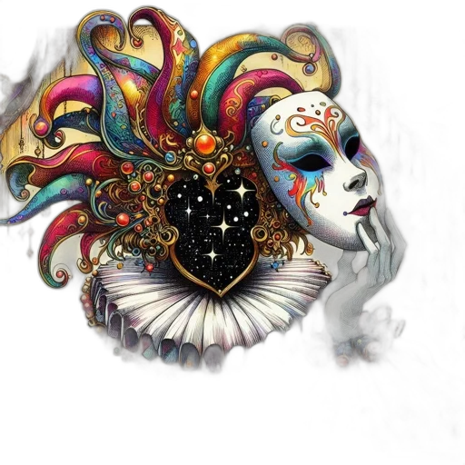 mask, crown, face, jewelry, fantasy art, concept art, watercolor, photorealistic transparent PNG cut-out