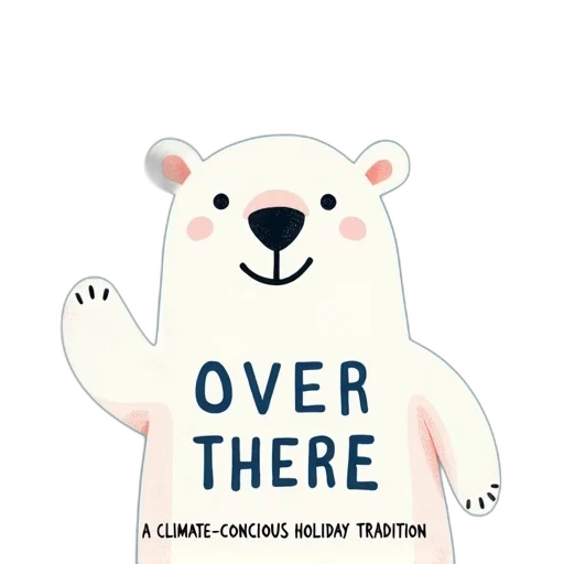 stylized, illustration, polar, bear, smiling, face, raised, paw transparent PNG cut-out