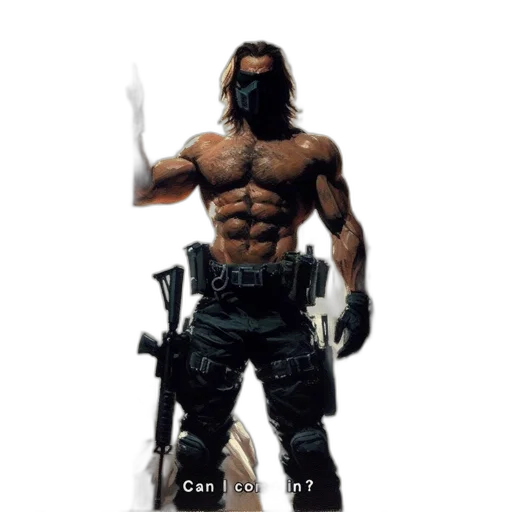 weapon, robot, animal, concept art, pixel art, 3d render, cyberpunk, muscular transparent PNG cut-out