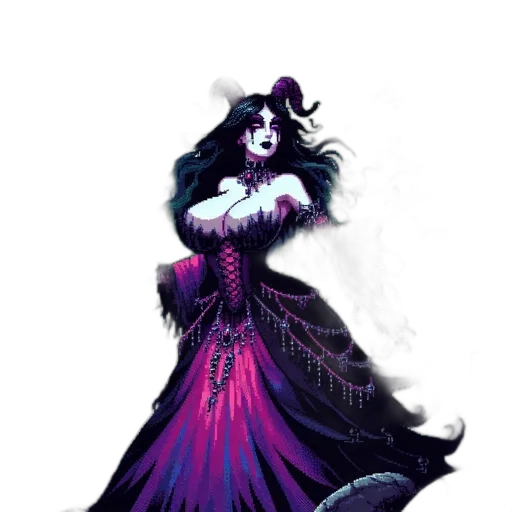 dress, creature, staff, fantasy art, concept art, pixel art, comic book art, dark transparent PNG cut-out
