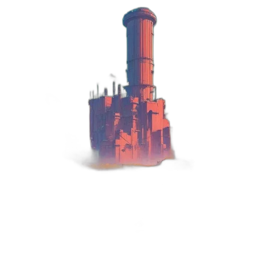 bottle, weapon, building, robot, concept art, pixel art, 3d render, vaporwave transparent PNG cut-out
