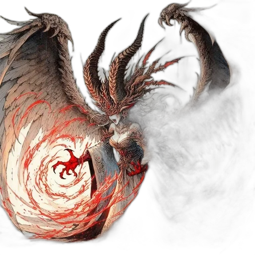 dragon, creature, hair, mask, concept art, fantasy art, photorealistic, 3d render transparent PNG cut-out