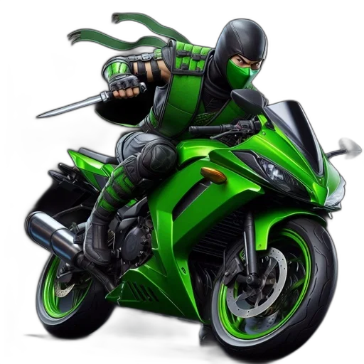 weapon, photorealistic, concept art, 3d render, comic book art, green, figure, ninja transparent PNG cut-out