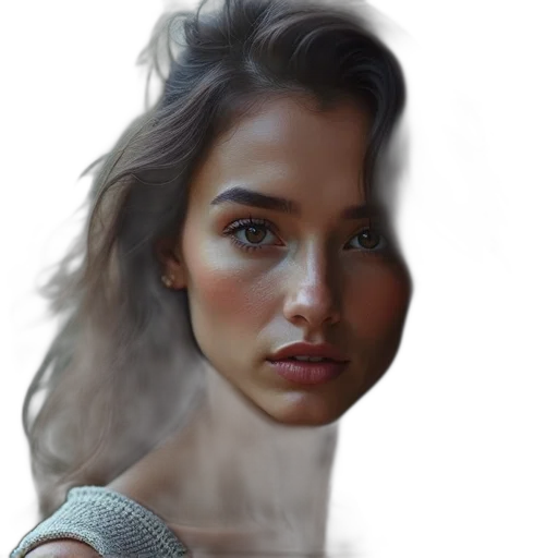 face, robot, hair, mask, photorealistic, oil painting, fantasy art, concept art transparent PNG cut-out