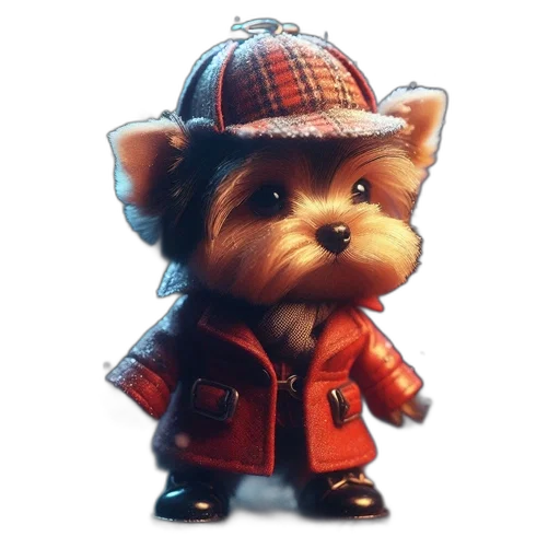 hat, jacket, staff, animal, 3d render, concept art, photorealistic, fantasy art transparent PNG cut-out