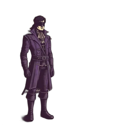 jacket, mask, staff, weapon, concept art, 3d render, fantasy art, pixel art transparent PNG cut-out