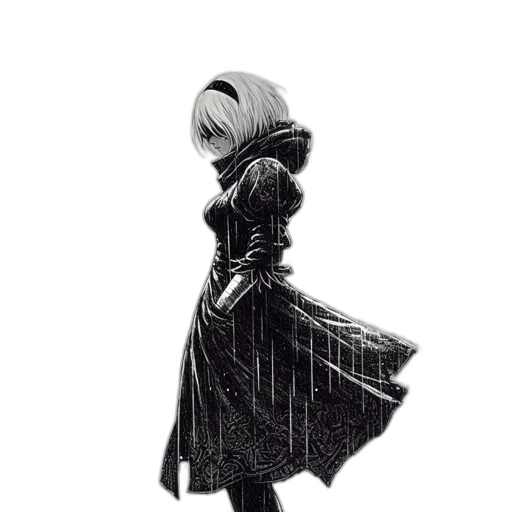 dress, jacket, robot, staff, concept art, comic book art, pixel art, fantasy art transparent PNG cut-out